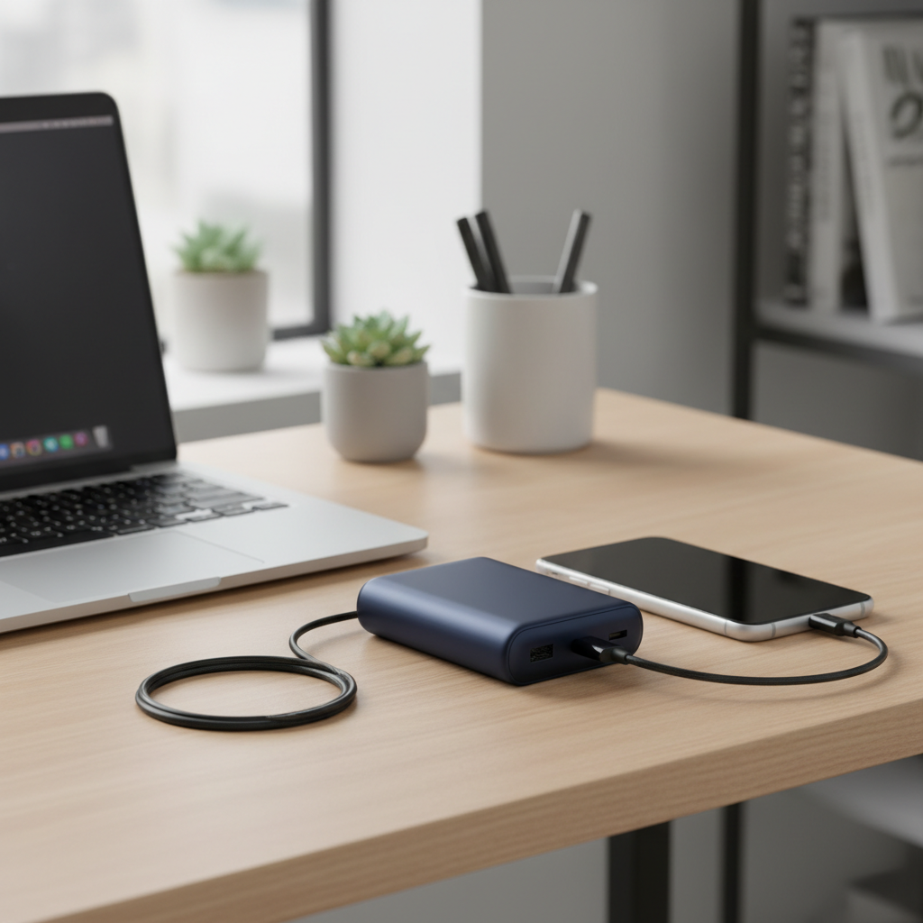 Portable Phone Charger Power Bank in navy blue